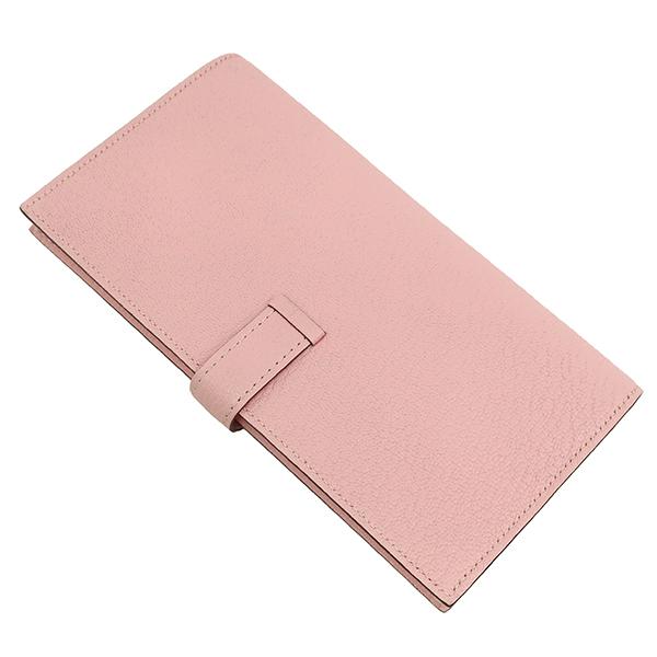 HERMES エルメス 長財布 ベアンスフレ シェーブル ピンク 二つ折り財布
