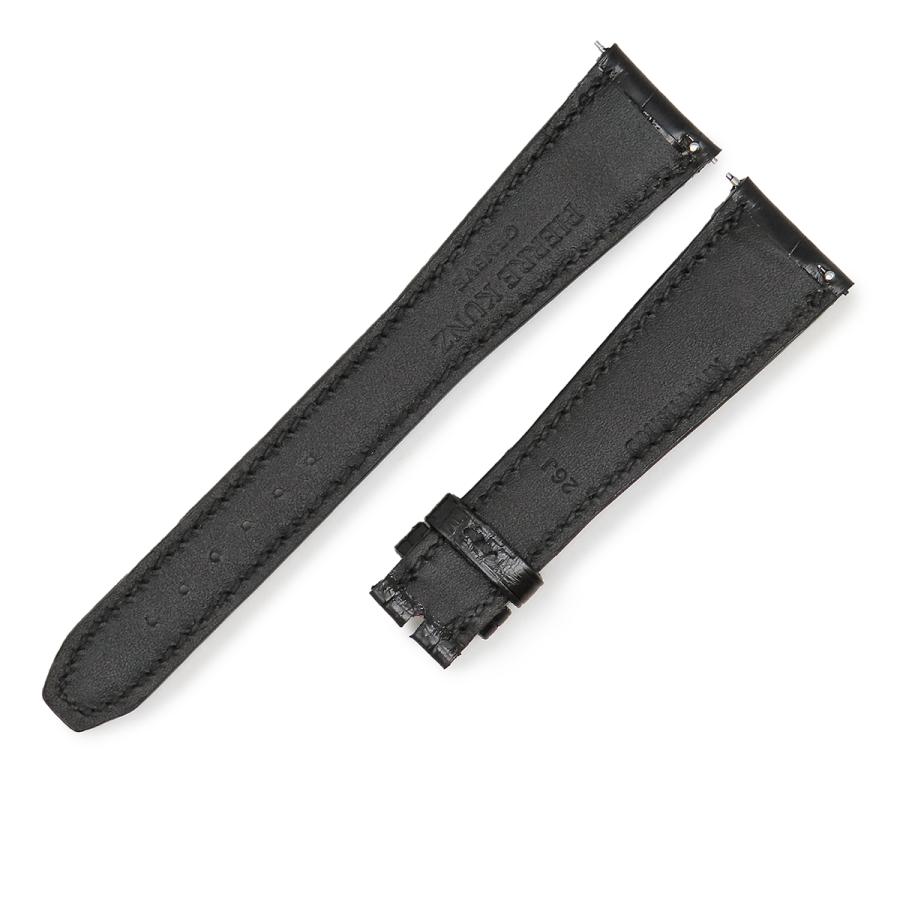 ピエールクンツ 未使用 純正 替え 予備 クロコ ベルト ストラップ バンド 20mm ブラック 黒 メンズ 腕時計_1