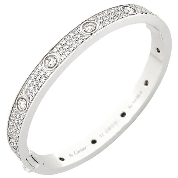 カルティエ Cartier ラブブレス　WGダイヤ入　美品　磨き済み　付属品完備 LOVE（Cartier） カルティエ ブレスレット ラブブレス パヴェ 12石