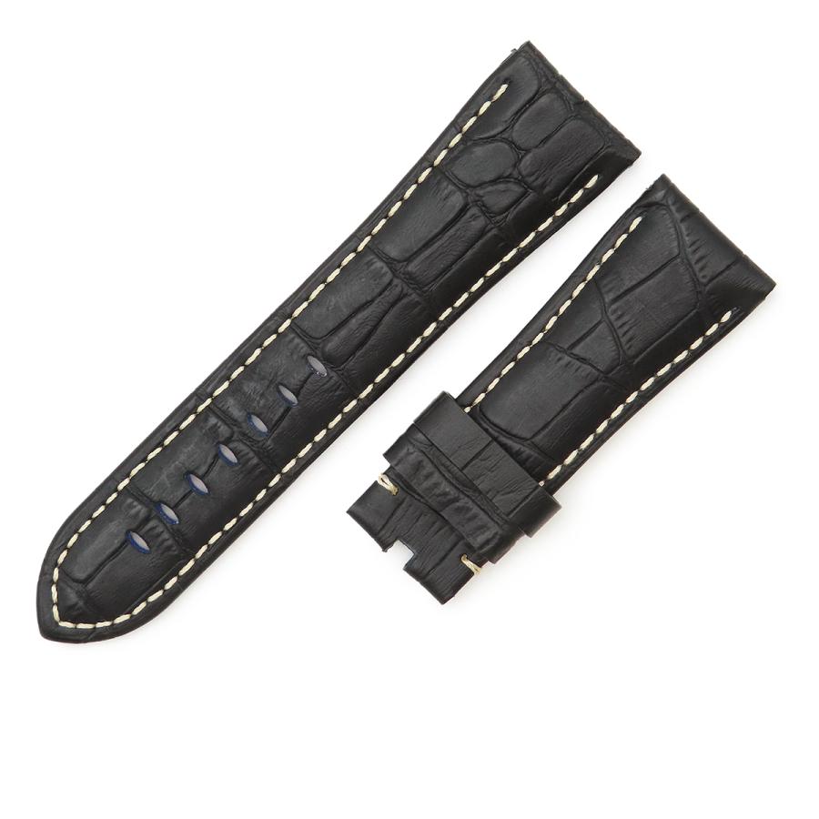 PANERAI 純正ラバーベルト 尾錠用 ブラック 24mm パネライ 】純正ベルト アリゲーターブラック（同色ステッチ）時計幅