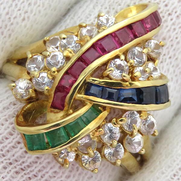 リング 指輪 マルチカラーリング K18YG ゴールド 14号 中古 : HOUBIDOU  