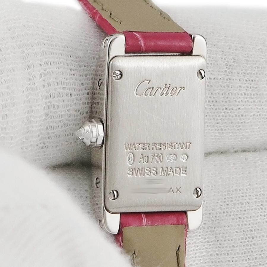 CARTIER カルティエ WB710015 ミニタンク アメリカン 腕時計 K18WG 革 ダイヤモンド レディース [中古] カルティエ タンク アメリカン ミニ 純正ダイヤベゼル WB710015 保証