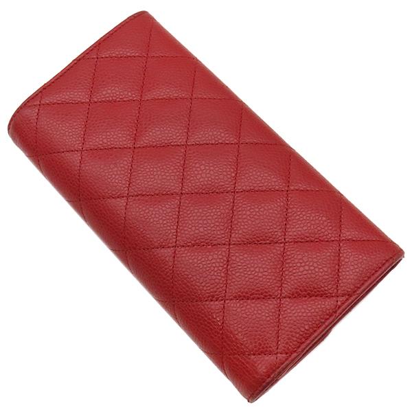 マトラッセ シャネル 長財布 二つ折り財布 レッド ココマーク フラップ
