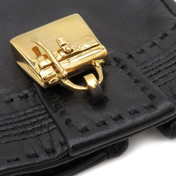 HERMES エルメス 手袋 グローブ レザー ブラック #6.5 黒 ボリード 