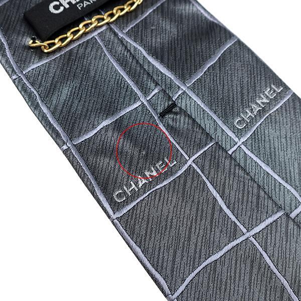 HERMES（エルメス） シャネル ネクタイ 格子柄 9cm シルク グレー