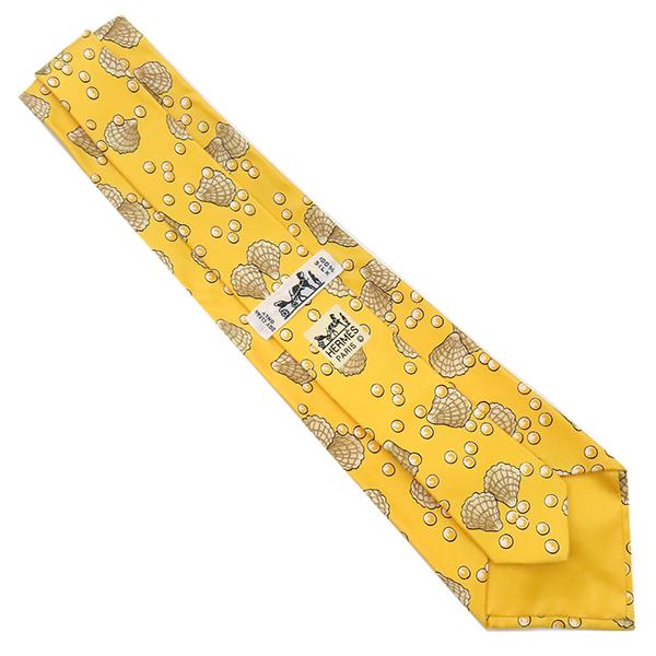 美品　HERMES エルメス　ネクタイ　H柄　イエロー系箱付 HERMES（エルメス） ネクタイ クラバット 9cm シルク イエロー