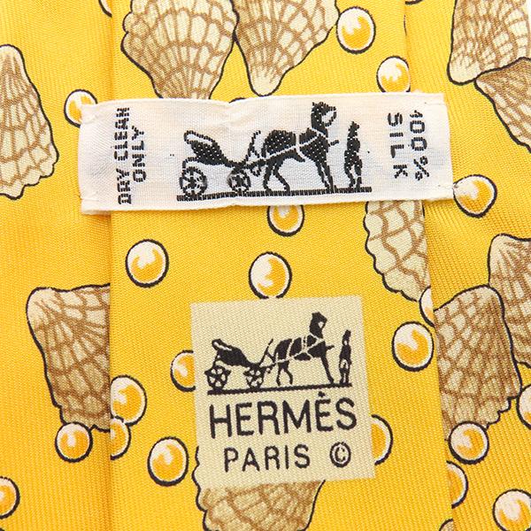 HERMES（エルメス） ネクタイ クラバット 9cm シルク イエロー