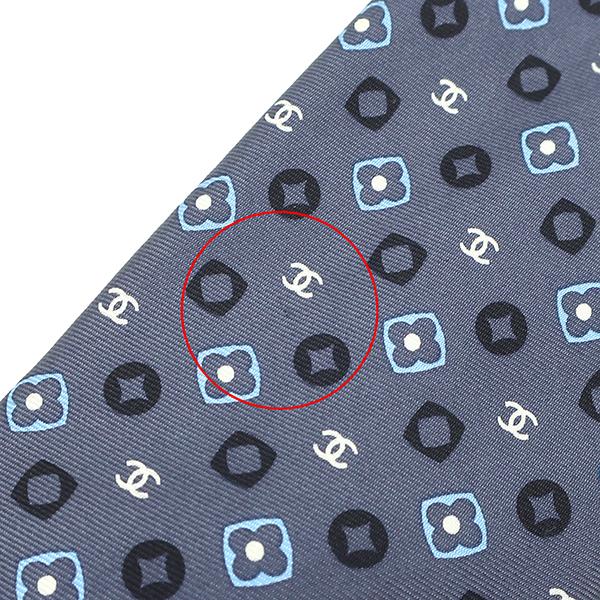 HERMES シャネル ネクタイ ココマーク 9.5cm シルク グレー 花柄 HERMES シャネル ネクタイ ココマーク 9.5cm シルク グレー 花柄