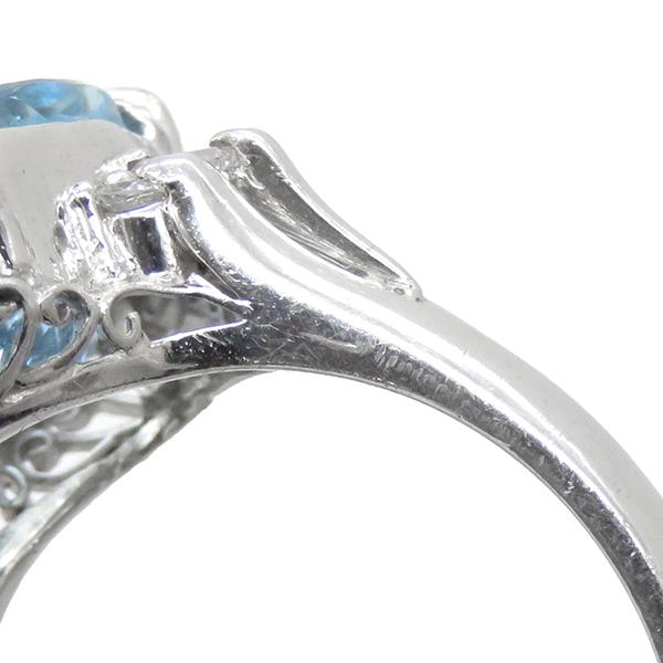 リング 指輪 アクアマリン ダイヤリング Pt900 シルバー ブルー 青 11  