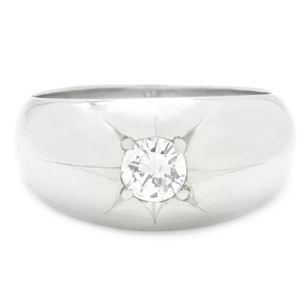 リング 指輪 ダイヤリング Pt850 シルバー 月甲丸 15.5号 中古  