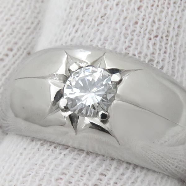 リング 指輪 ダイヤリング Pt850 シルバー 月甲丸 15.5号 中古  