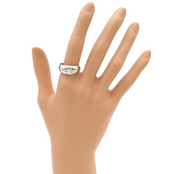 リング 指輪 ダイヤリング Pt850 シルバー 月甲丸 15.5号 中古  