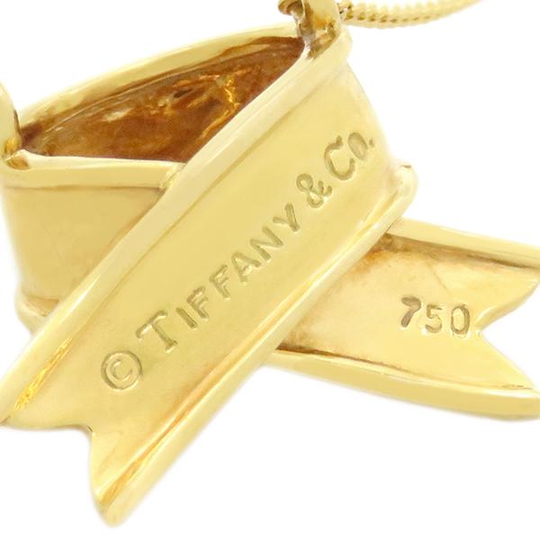 Tiffany ゴールドリボンネックレス　AU750 TIFFANY&Co.（ティファニー） ネックレス リボン クロス ボウ K18YG
