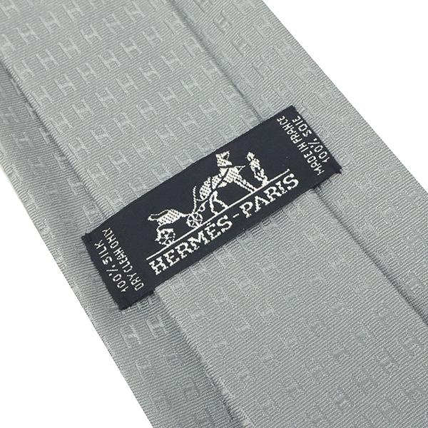 エルメス H柄 ネクタイ シルク グレー系 高級 総柄 メンズ HERMES（エルメス） ネクタイ H柄 9cm シルク グレー アルファベット