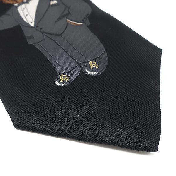 タグ付き　polo ラルフローレン　ポロベア ブラック　ネクタイ HERMES ポロ・ラルフローレン ネクタイ ポロベア 10.5cm シルク