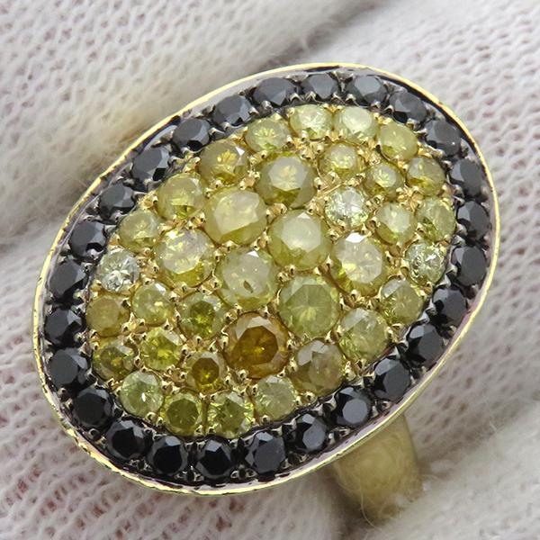 リング 指輪 イエローダイヤリング K18YG ゴールド 18KT 7.5号 中古  