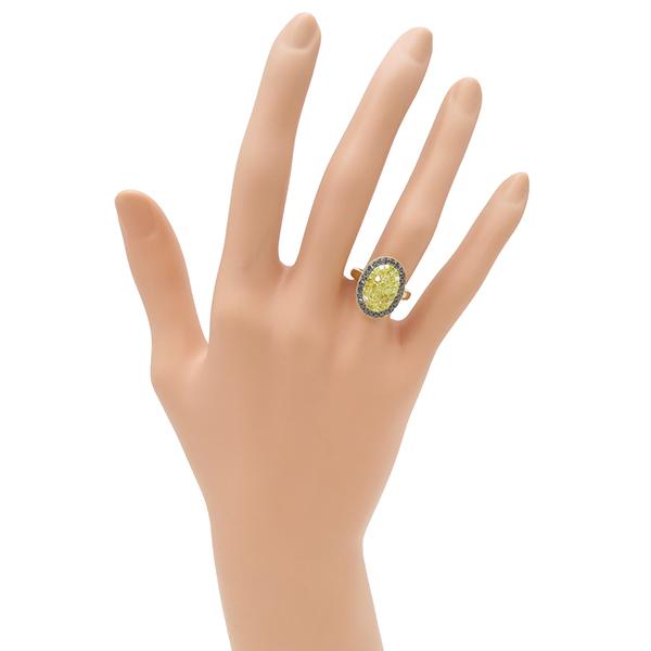 リング 指輪 イエローダイヤリング K18YG ゴールド 18KT 7.5号 中古  