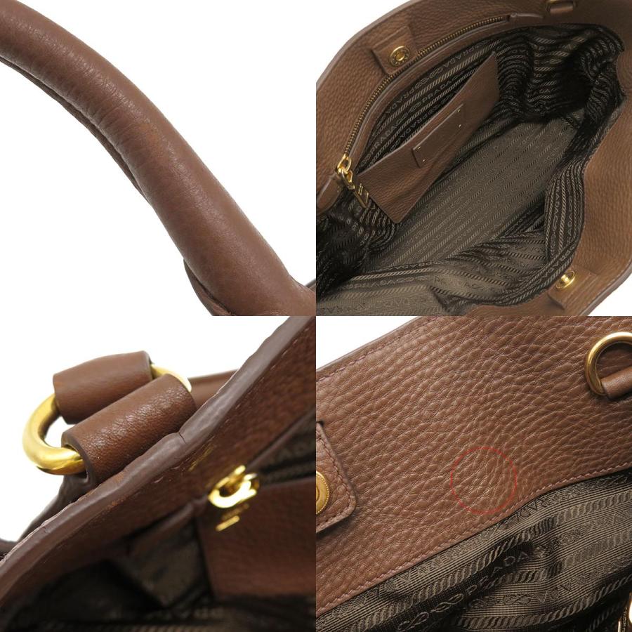 PRADA（プラダ） 2WAYバッグ メタルロゴ レザー ブラウン 茶 VIT.DAINO