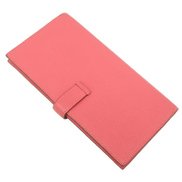 HERMES エルメス 長財布 ベアンスフレ シェーブル ピンク 二