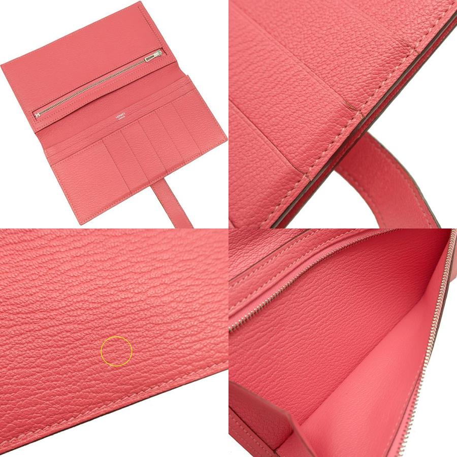 【美品】高年式　エルメス　ベアンスフレ　シェーブル　ピンク　折財布　505 HERMES エルメス 長財布 ベアンスフレ シェーブル ピンク 二