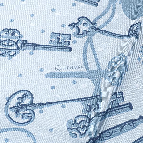 HERMES（エルメス） スカーフ カレ55 CARRE シルク ブルー 【LES CLES