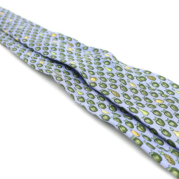 HERMES（エルメス） ネクタイ リンゴ 果物 フルーツ 9cm シルク ブルー