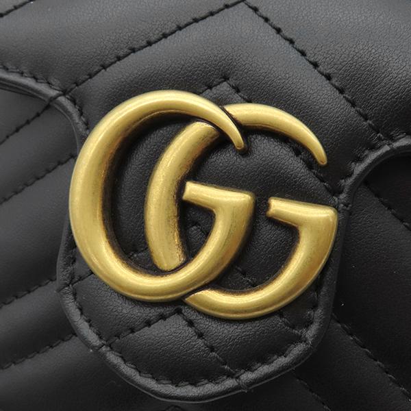 GUCCI / グッチ | GGマーモント キルティング ミニバケット ショルダーバッグ | ブラック / ベージュ | レディース GUCCI（グッチ） GUCCI GGマーモント キルティング ミニ バケット