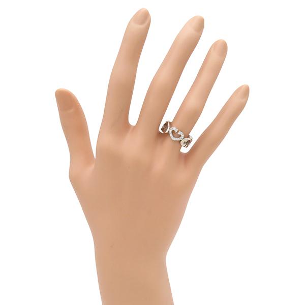 Cartier カルティエ リング 指輪 Cハート ダイヤ K18WG シルバー ＃48 