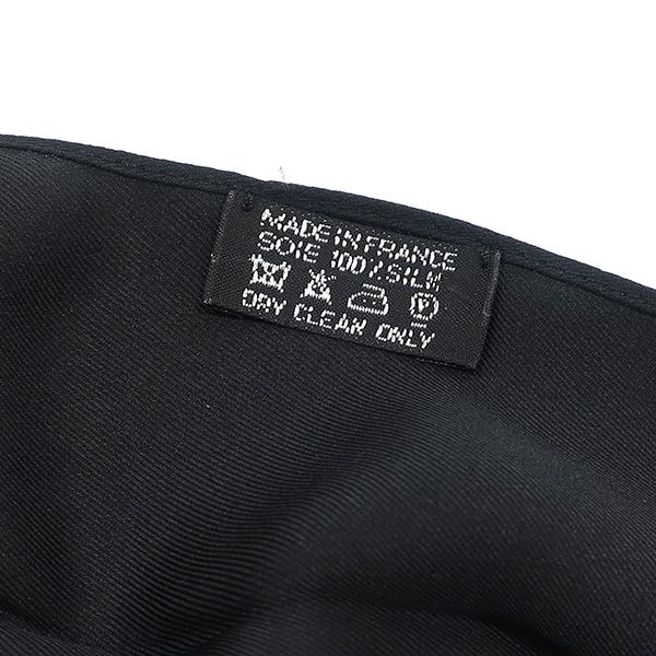 HERMES エルメス ネクタイ 無地 5.5cm シルク ブラック 黒 スカーフ  