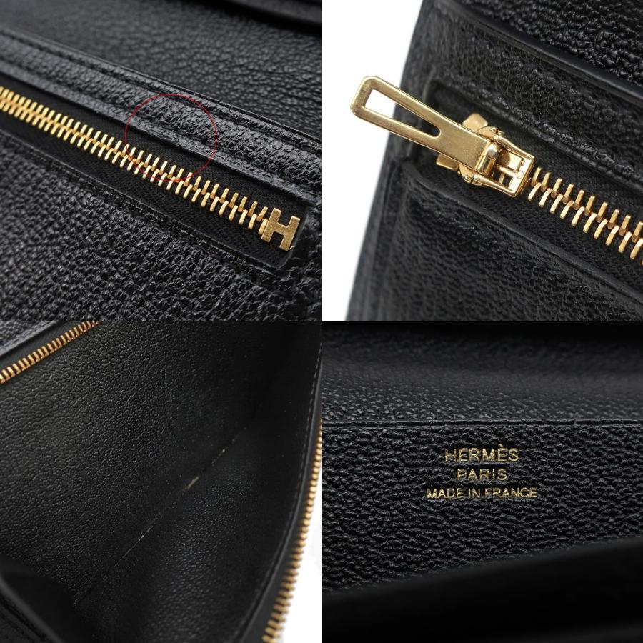 HERMES エルメス 長財布 ベアンスフレ シェーブル ブラック 黒
