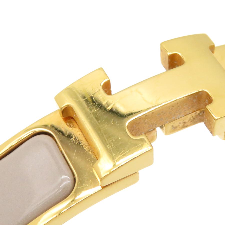 エルメス　バングル ゴールド×グレージュ HERMES（エルメス） ブレスレット レザーブレスレット グレナン