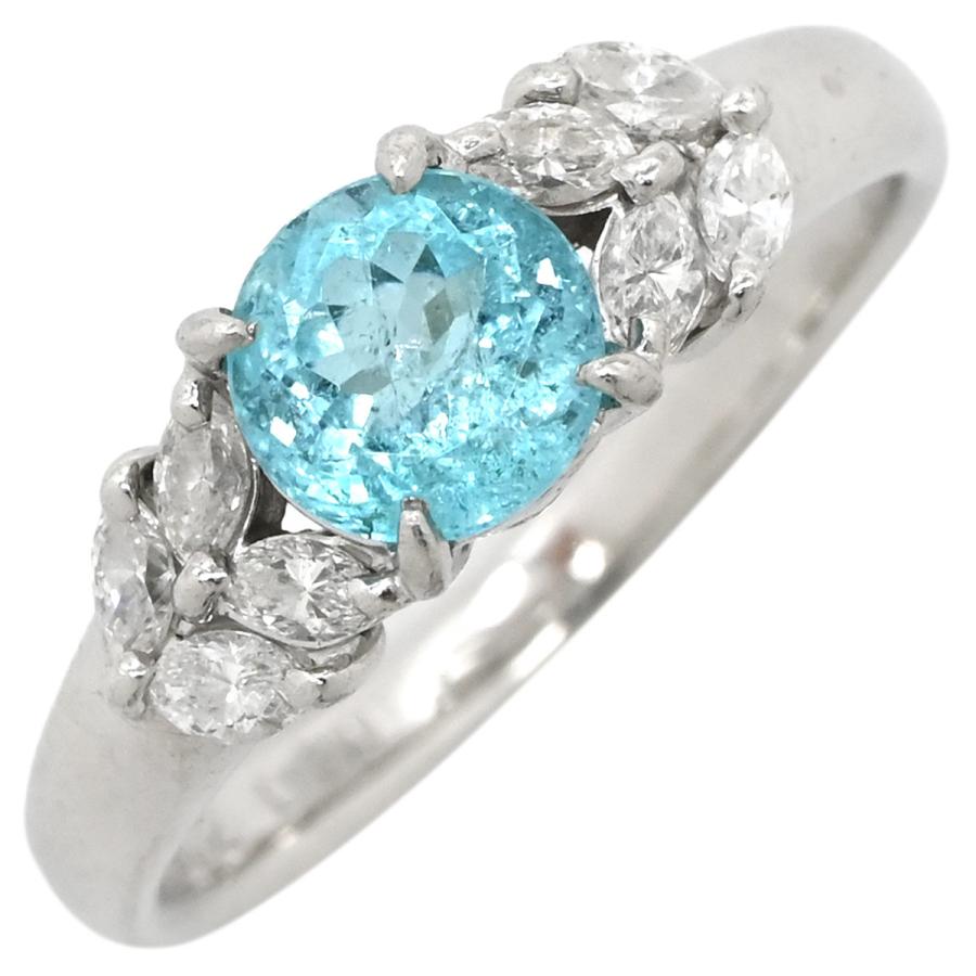 リング 指輪 パライバトルマリン ダイヤリング Pt900 シルバー ブルー