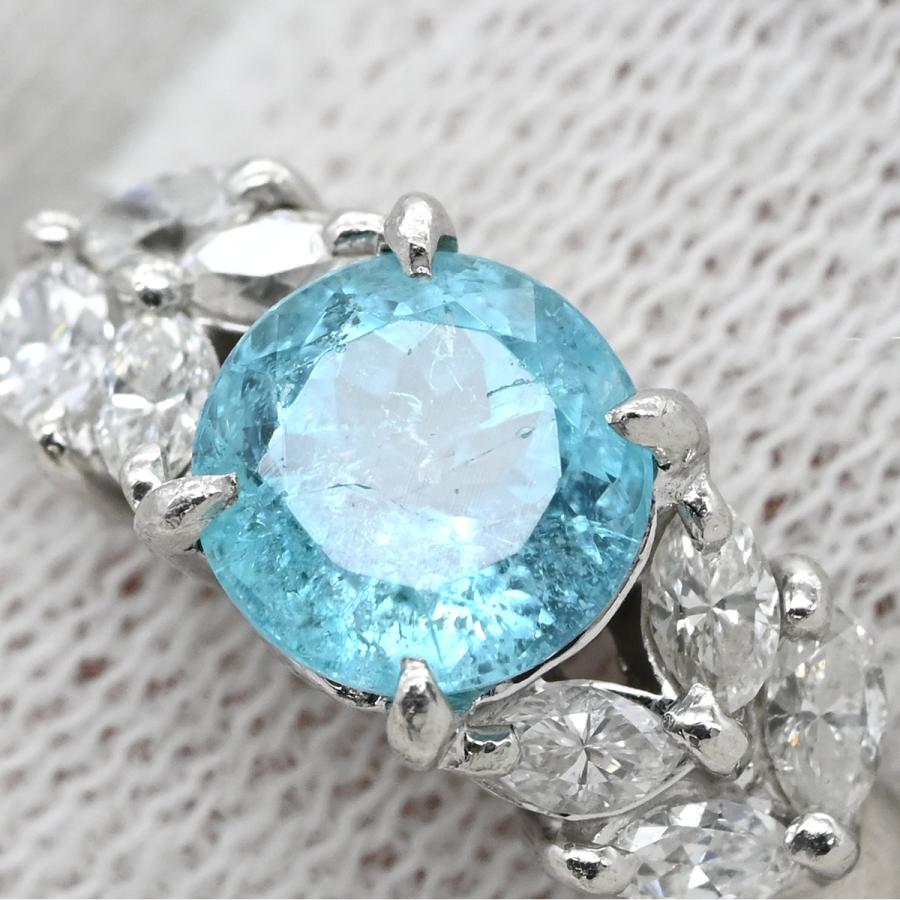 リング 指輪 パライバトルマリン ダイヤリング Pt900 シルバー ブルー  