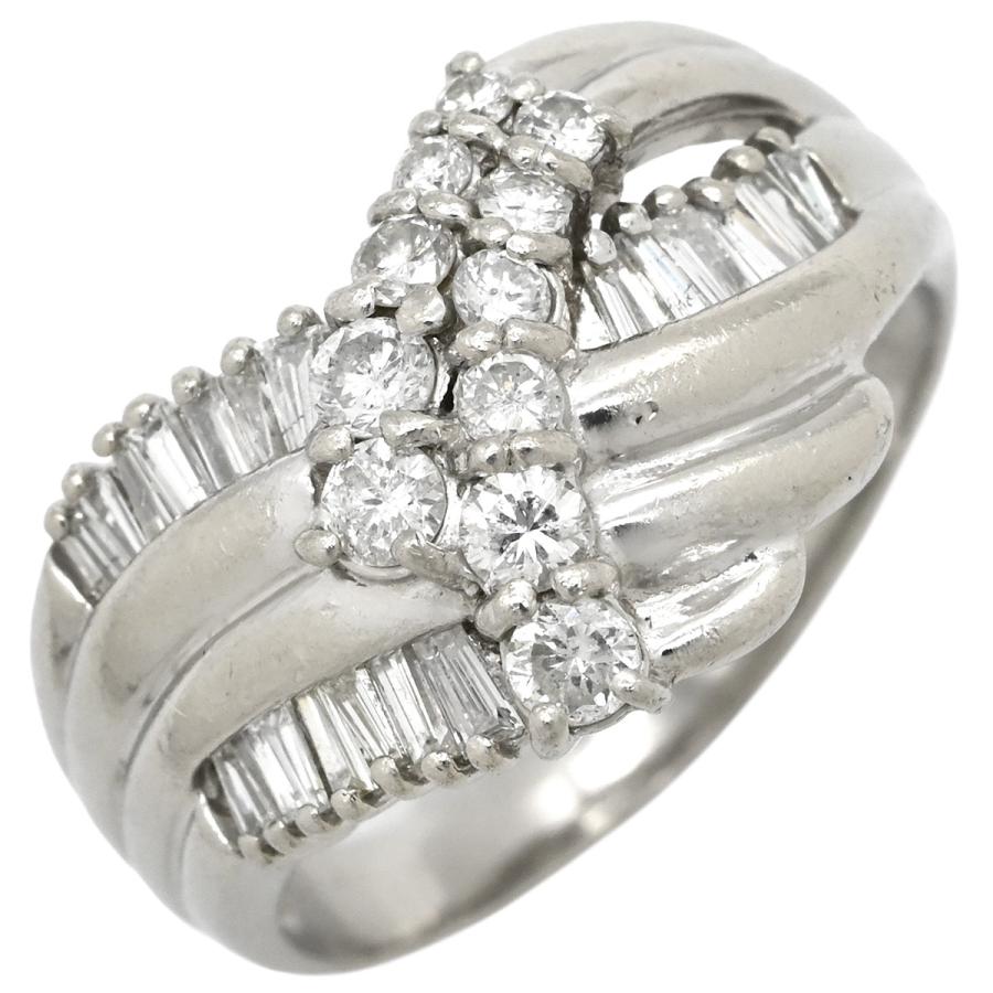 リング 指輪 ダイヤリング Pt900 シルバー V字 Vライン 16号