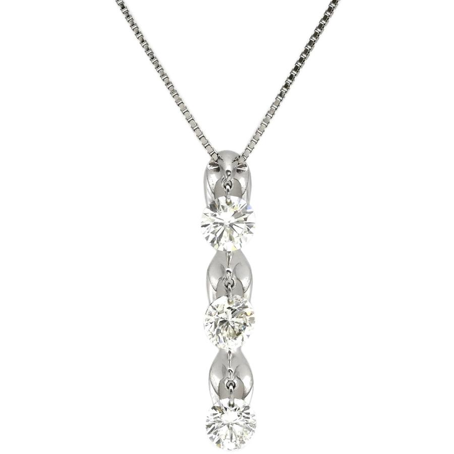 ネックレス ダイヤペンダント Pt900 シルバー 3P 3粒 ドロップ  