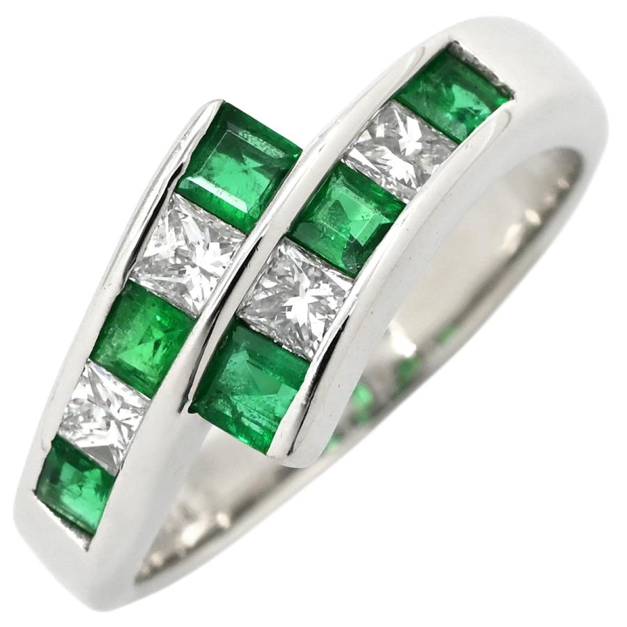 リング 指輪 エメラルド ダイヤモンド Pt900 シルバー グリーン 緑  