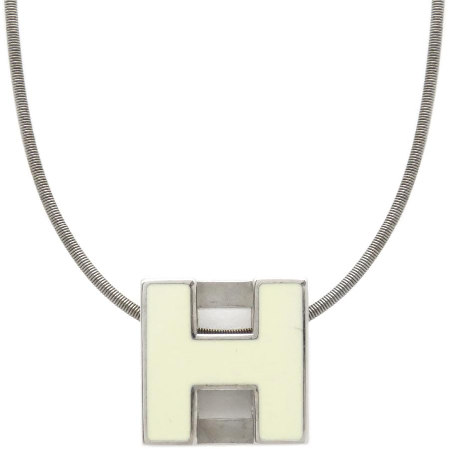 良品　エルメス　ホワイト系　カージュドアッシュ　Hキューブ　ペンダントトップ HERMES（エルメス） ネックレス カージュドアッシュ Hキューブ メタル