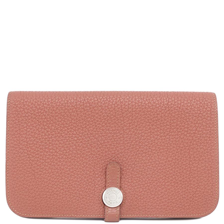 【美品】エルメス　ドゴンデュオ　折財布　ピンク　レザー　長財布　ラウンド 美品】エルメスドゴンデュオ折財布ピンクレザー長財布ラウンド