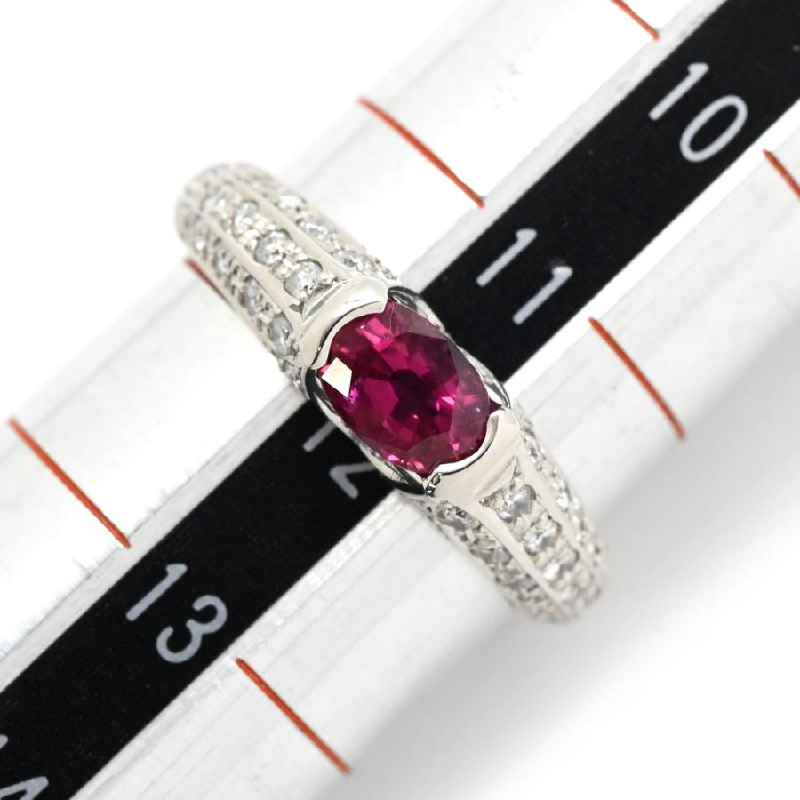 リング 指輪 ルビー ダイヤリング Pt900 シルバー レッド 赤 12号  