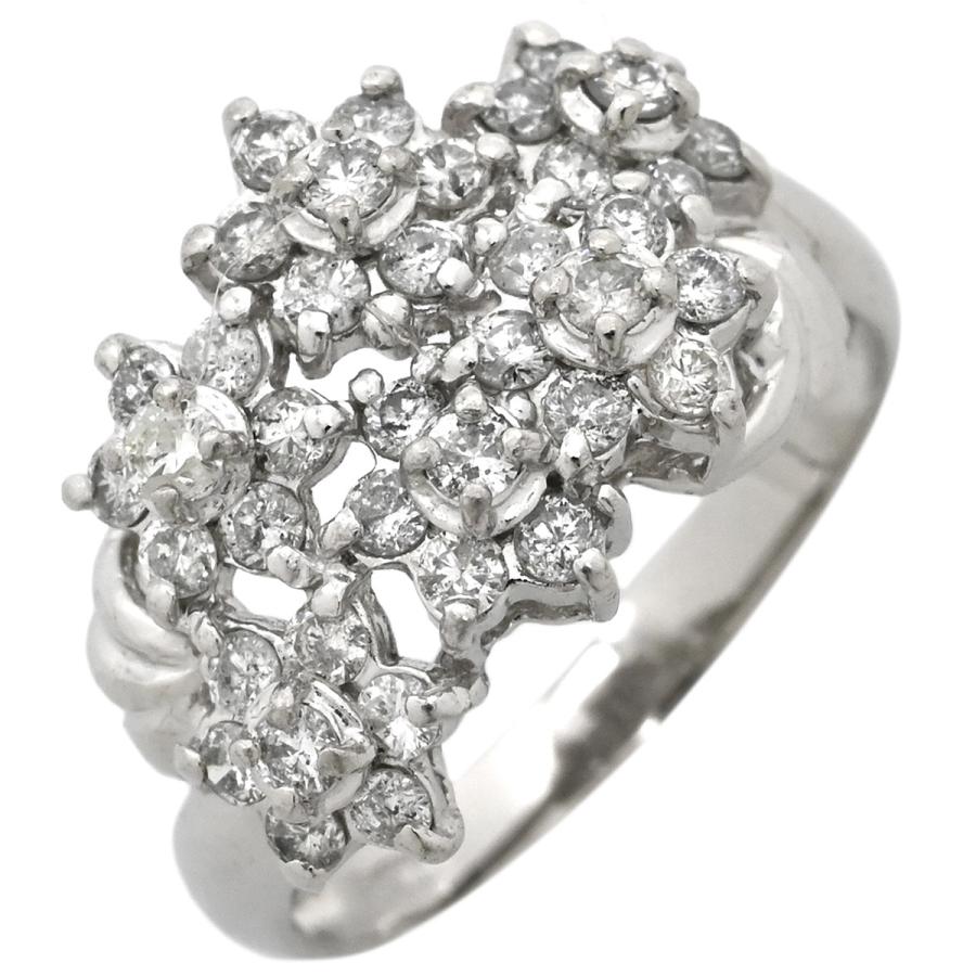 リング 指輪 ダイヤリング Pt900 シルバー フラワーモチーフ 11号  