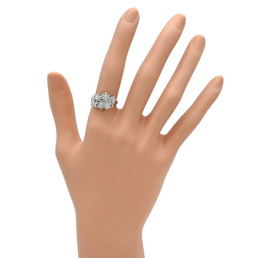 リング 指輪 ダイヤリング Pt900 シルバー フラワーモチーフ 11号  