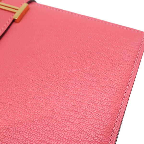 【美品】高年式　エルメス　ベアンスフレ　シェーブル　ピンク　折財布　505 HERMES エルメス 長財布 ベアンスフレ シェーブル ピンク 二