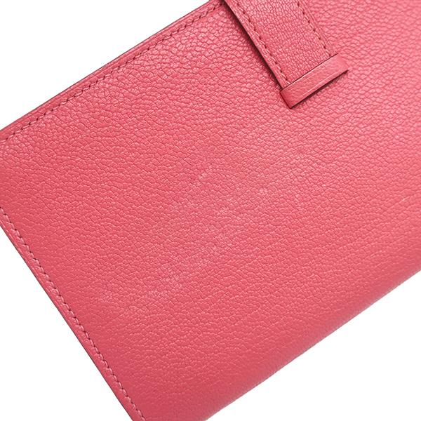 【美品】高年式　エルメス　ベアンスフレ　シェーブル　ピンク　折財布　505 HERMES エルメス 長財布 ベアンスフレ シェーブル ピンク 二