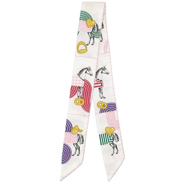❤未使用品❤ツイリー Garde Robe Pop Charms エルメス HERMES エルメス スカーフ ツイリー シルク ホワイト 【GARDE ROBE POP