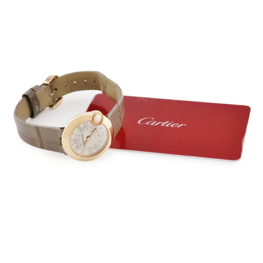 カルティエ Cartier 腕時計 バロン ブラン WGBL0004 1ポイント ダイヤモンドベゼル シルバーサンレイ文字盤 K18PG レッド クロコダイルレザーベルト クオーツアナログ 【中古】 カルティエ バロン ブラン ドゥ カルティエ 26mm WGBL0004 シルバー