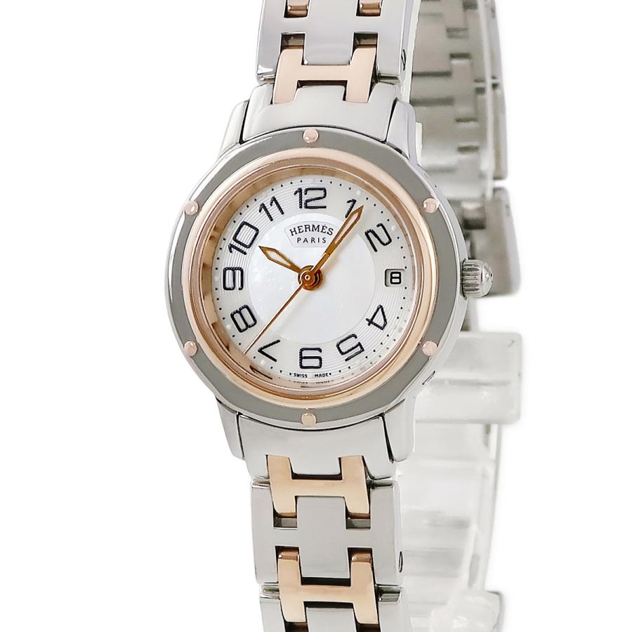 HERMES 【3年保証】 エルメス クリッパー ナクレ CP1.221 ピンクGP×SS  