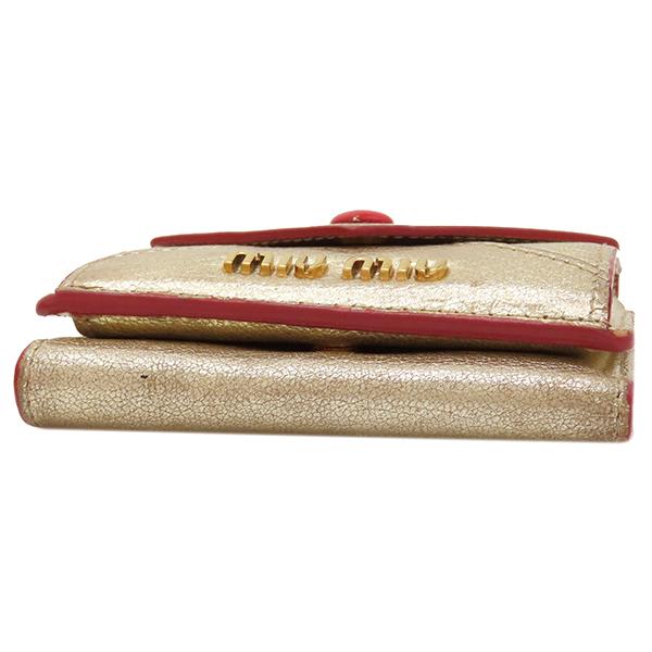 miu ミュウミュウ 三つ折り財布 MADRAS LOVE マドラス ラブ レザー  