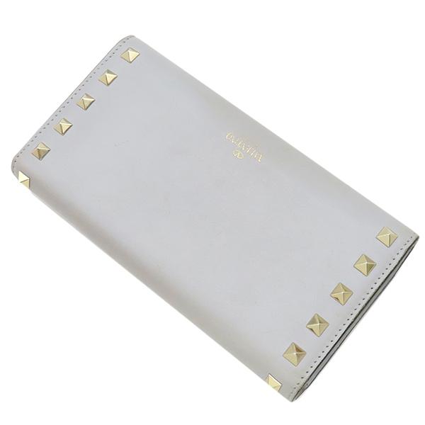 VALENTINO ヴァレンティノ 長財布 ロックスタッズ レザー グレー