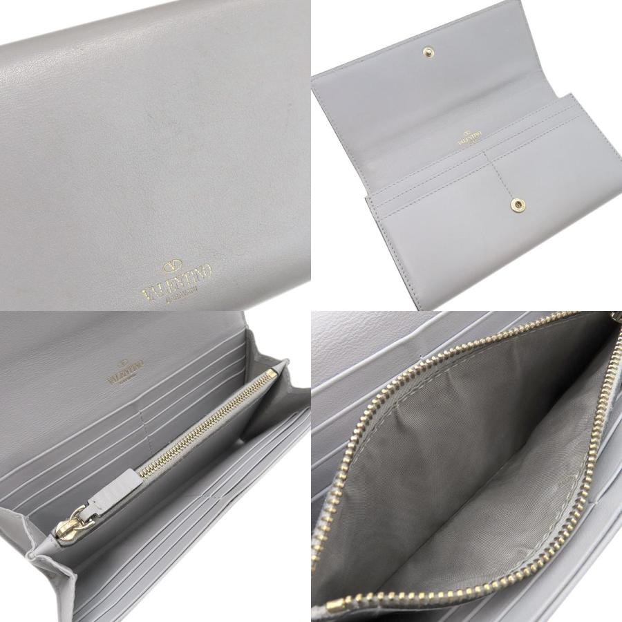 VALENTINO ヴァレンティノ 長財布 ロックスタッズ レザー グレー