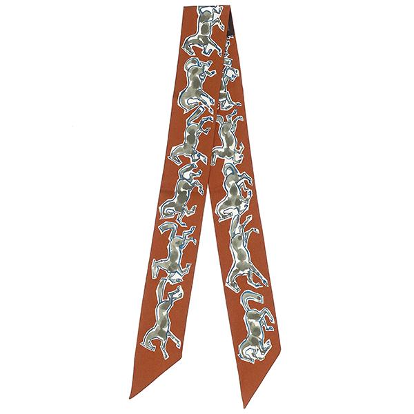 HERMES（エルメス） スカーフ ツイリー シルク ブラウン 【CHEVAUX EN